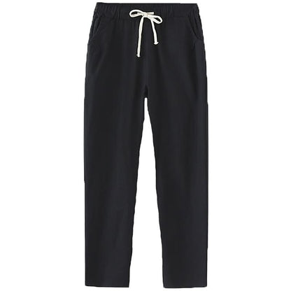 Schwarze Jogginghose mit Kordelzug, bequem, Baumwolle, Freizeitkleidung, Herrenmode.