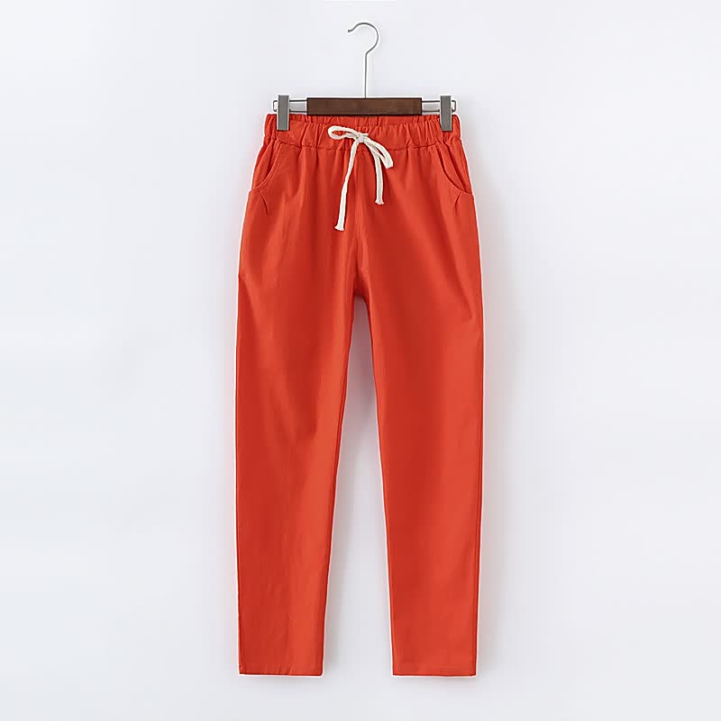 Rote Jogginghose aus Baumwolle mit Kordelzug, bequeme Sporthose für Damen.