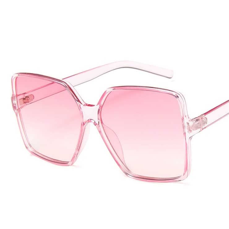 Rosa, quadratische Sonnenbrille aus Kunststoff, modisch, UV-Schutz, Damen-Accessoire.