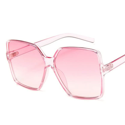 Rosa, quadratische Sonnenbrille aus Kunststoff, modisch, UV-Schutz, Damen-Accessoire.