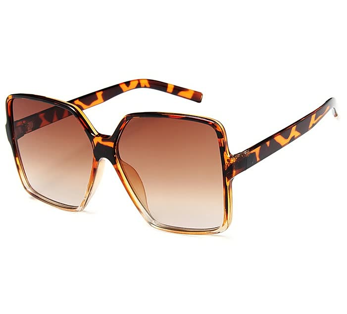Damen Sonnenbrille, eckig, Schildpattmuster, braune Gläser, modisch, UV-Schutz.
