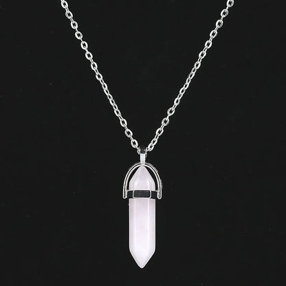Silberkette mit rosa Quarzanhänger, Kristall, Schmuck, Damen, modisch, elegant, Geschenkidee.