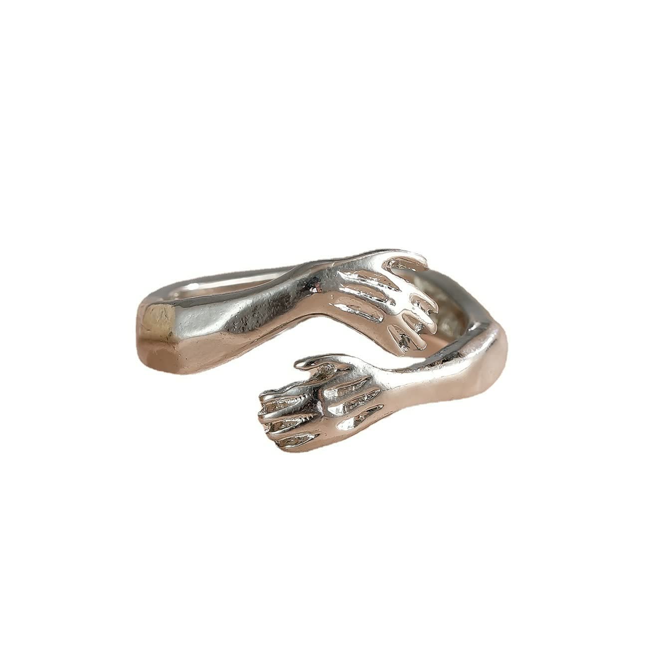 Silberner Ring mit Handdesign, modisches Schmuckstück, einzigartiges Accessoire, Geschenkidee.
