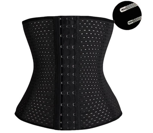 Schwarzes Taillenkorsett mit Hakenverschluss, atmungsaktiv, formend, Damenmode.