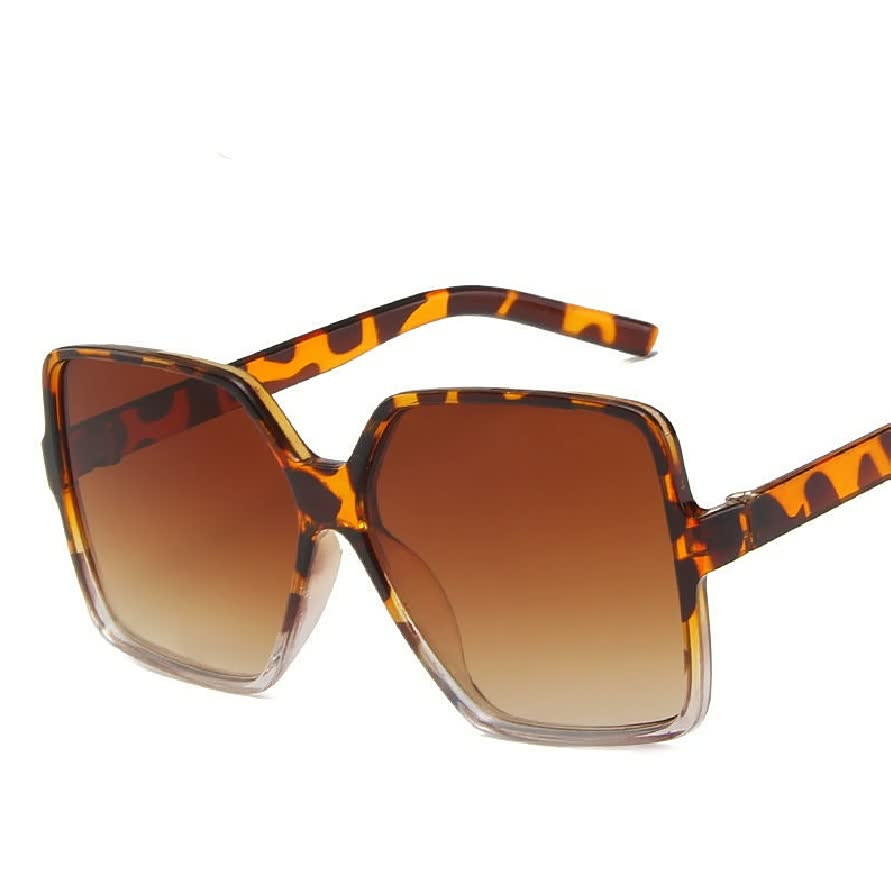 Sonnenbrille Damen, eckig, Schildpattmuster, braune Gläser, modisch, UV-Schutz.