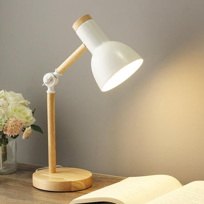 Weiße Schreibtischlampe aus Holz, modernes Design, Beleuchtung, Leselampe, minimalistisch.