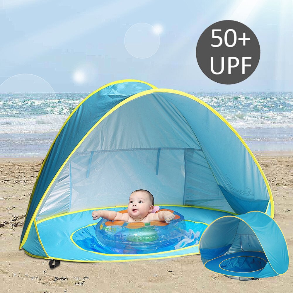 UV-skyddande strandtält med integrerad babyplaskbassäng – skuggtält
