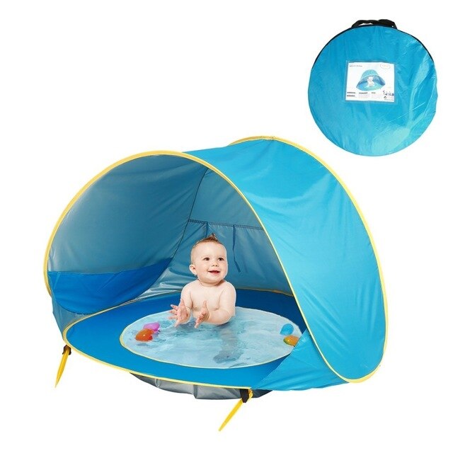 UV-skyddande strandtält med integrerad babyplaskbassäng – skuggtält