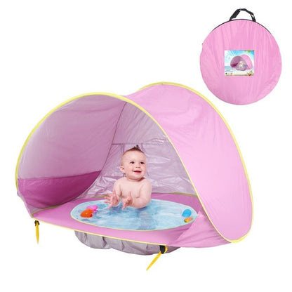 UV-skyddande strandtält med integrerad babyplaskbassäng – skuggtält
