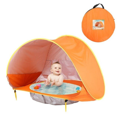 UV-skyddande strandtält med integrerad babyplaskbassäng – skuggtält