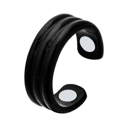Schwarzer Magnetring, offenes Design, zweireihig, Unisex-Schmuck, Edelstahl, modisch.