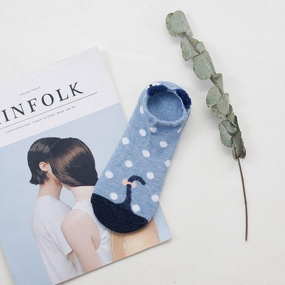 Sneakersockor med djuransikte och öron – bomull 35–40 (2+2 gratis)
