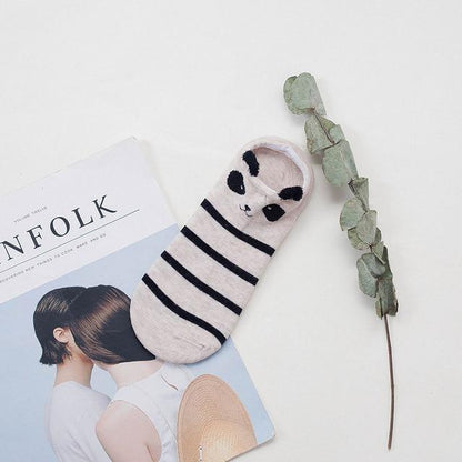 Sneakersockor med djuransikte och öron – bomull 35–40 (2+2 gratis)