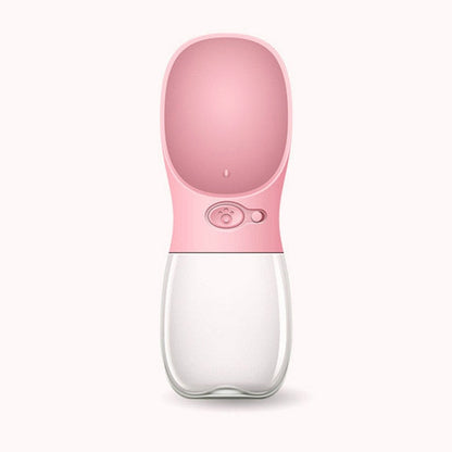 Rosa tragbare Hundewasserflasche, auslaufsicher, für unterwegs, Kunststoff.