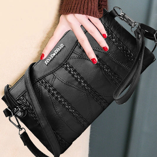 PU-läder crossbody-clutch för dam med rymligt innerutrymme
