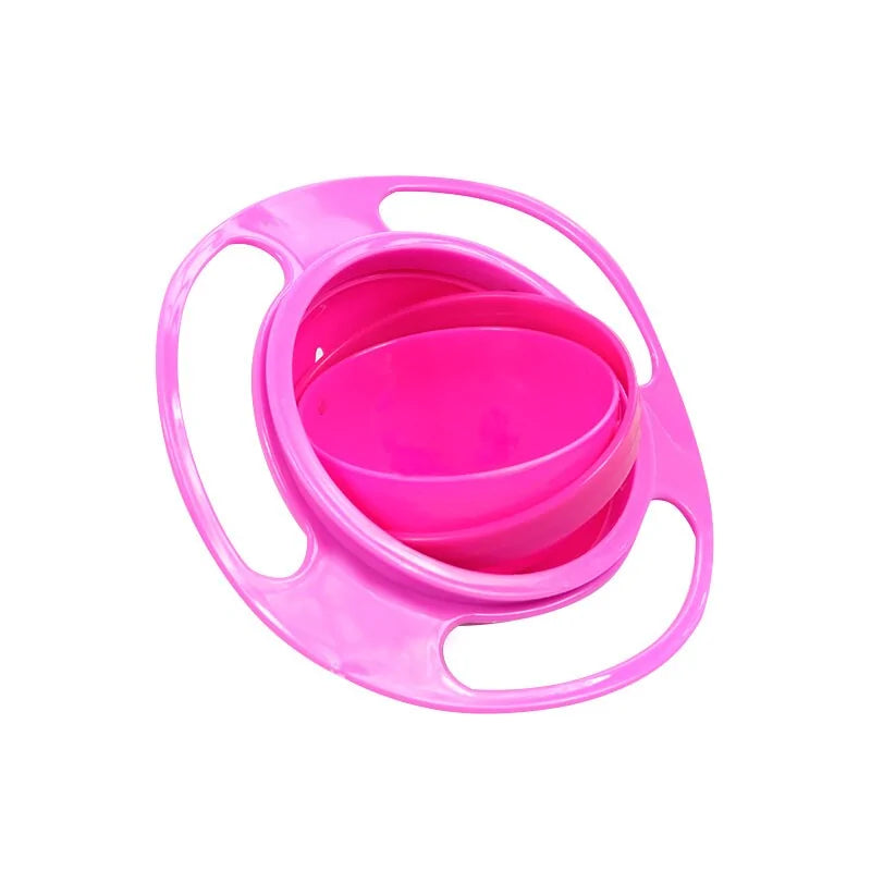 Rosa Gyroskop-Schüssel für Kinder, auslaufsicher, drehbar, BPA-frei, Kunststoff.