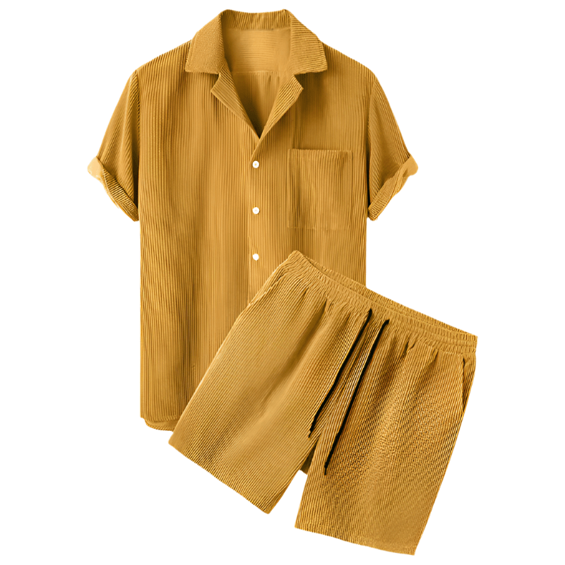 Set med velourshorts för herrar – stiligt och bekvämt för sommaren.
