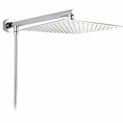Wandmontierter Regenduschkopf, ultradünn, mit Duscharm und Schlauch, Edelstahl, modern.