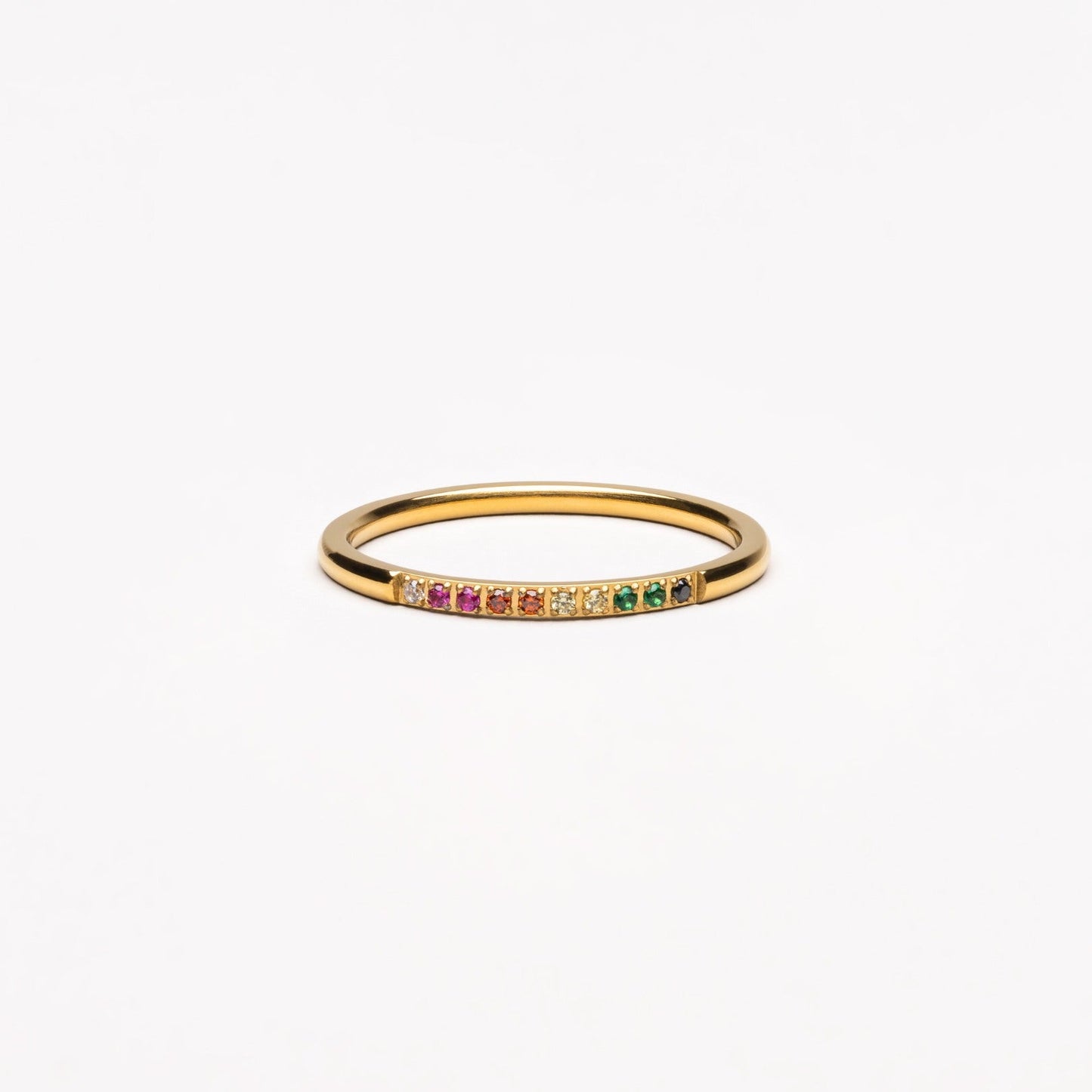 Goldener Ring mit Regenbogen-Edelsteinen, zierlich, modisch, Schmuck für Damen.