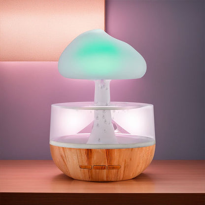 Moderner Luftbefeuchter in Wolkenform, LED-Beleuchtung, Holzoptik, für Wohnräume.