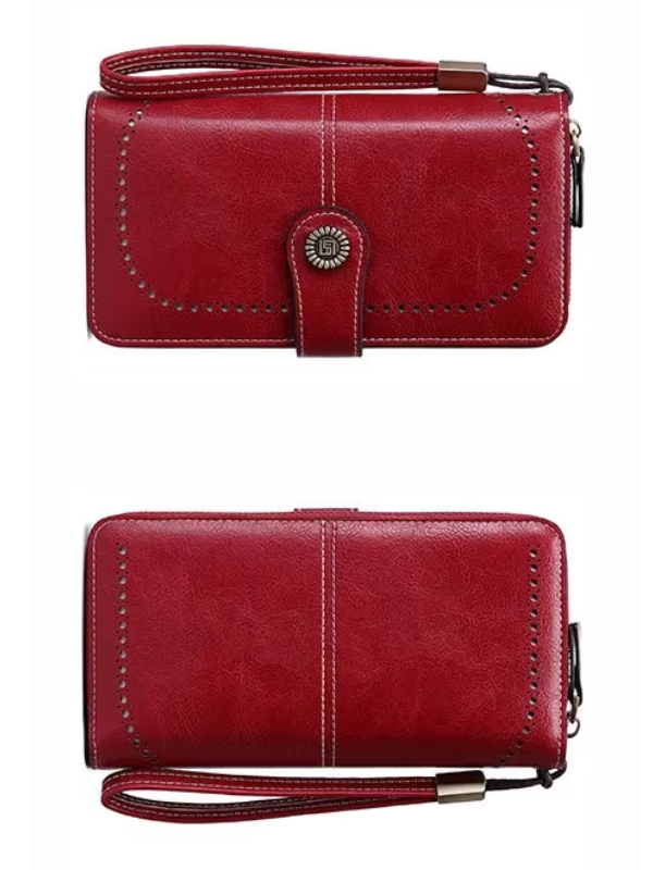 Rote Lederhandtasche mit Riemen, Damen-Geldbörse, elegant, modisch, hochwertig.