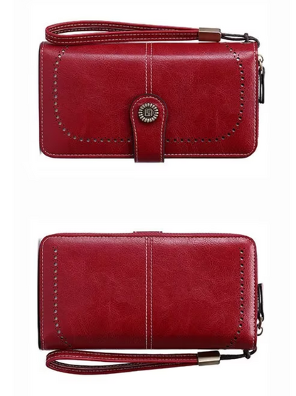 Rote Lederhandtasche mit Riemen, Damen-Geldbörse, elegant, modisch, hochwertig.