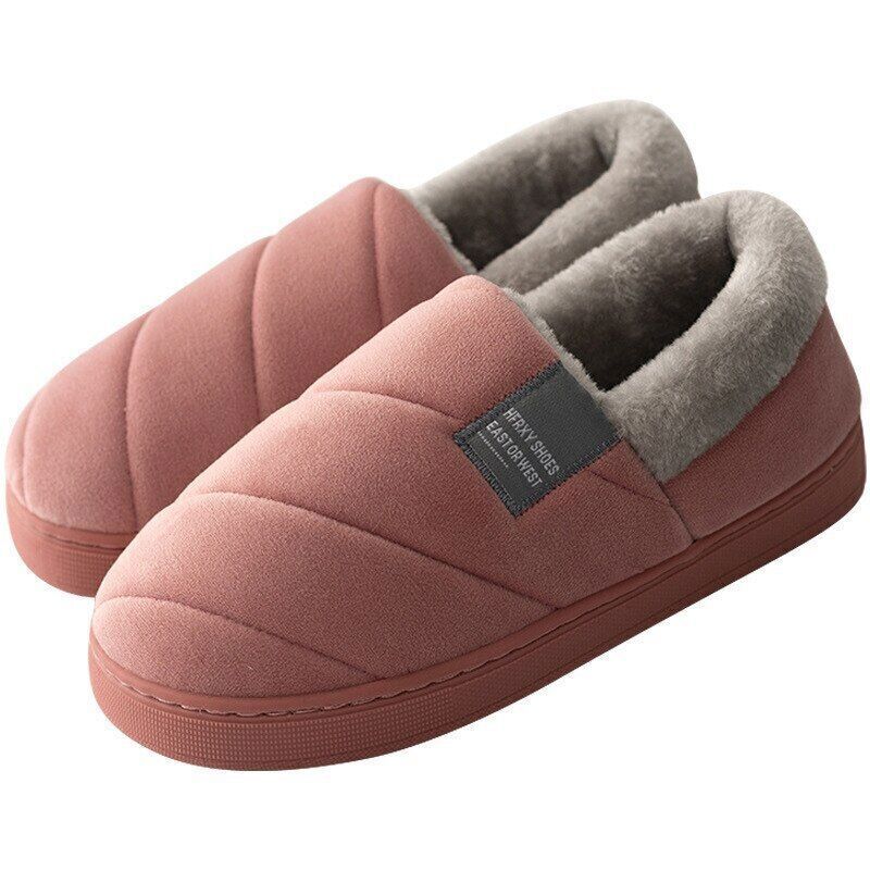 Rote Hausschuhe aus Fleece, warm gefüttert, rutschfest, ideal für Winter, Unisex.