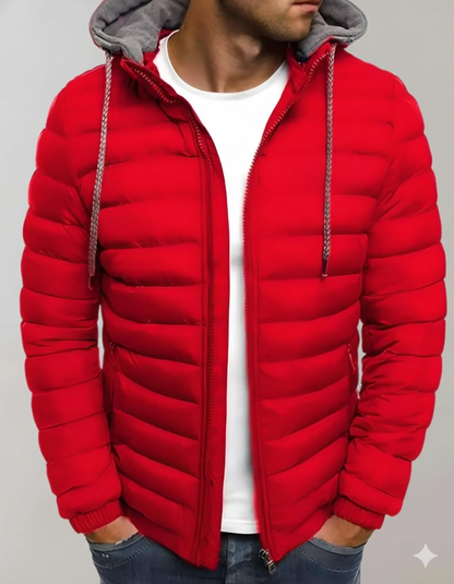 Varm herrdunjacka med huva – WinterStil