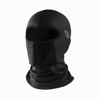 Schwarze Sturmhaube aus Neopren, winddicht, für Outdoor-Sportarten und Kälteschutz.