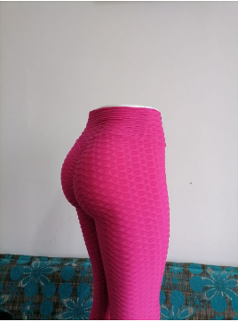 Rosa Leggings mit Wabenmuster, figurbetont, elastisch, Damenmode, Sportbekleidung.