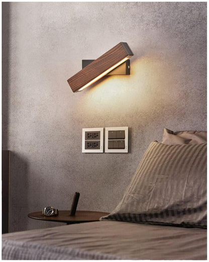 Drehbare LED-Wandleuchte aus Holz, modern, Schlafzimmerbeleuchtung, energiesparend.