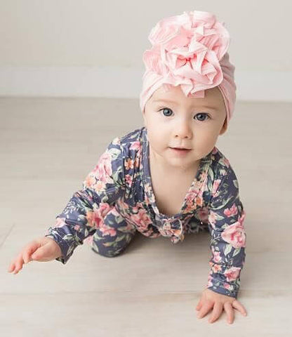 Mjuk baby turbanhatt med volangdetalj – Höstmagisk MysGlans (1+1 Gratis)