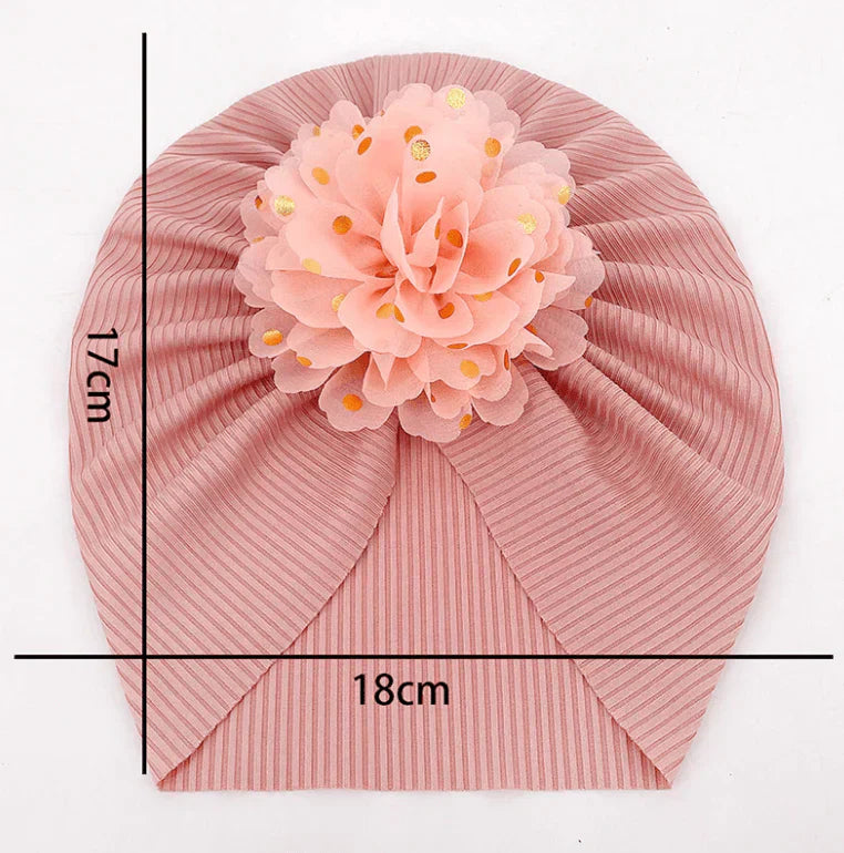 Mjuk baby turbanhatt med volangdetalj – Höstmagisk MysGlans (1+1 Gratis)