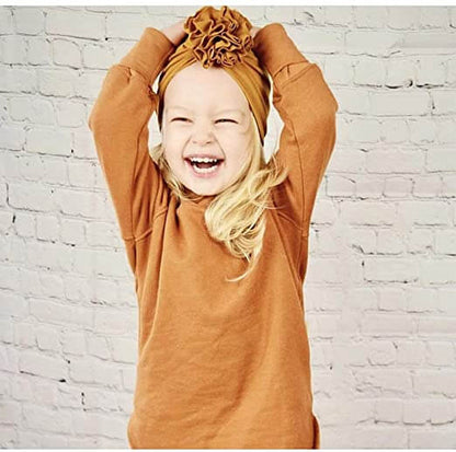 Mjuk baby turbanhatt med volangdetalj – Höstmagisk MysGlans (1+1 Gratis)