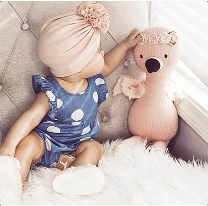 Mjuk baby turbanhatt med volangdetalj – Höstmagisk MysGlans (1+1 Gratis)