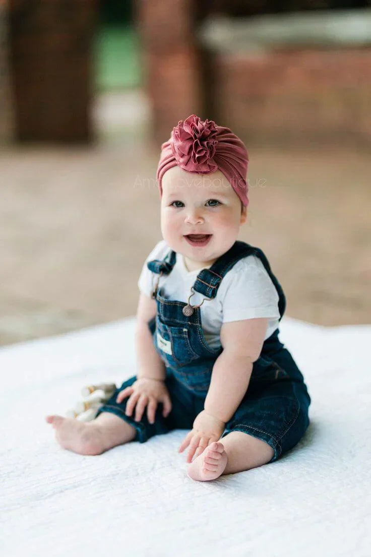Mjuk baby turbanhatt med volangdetalj – Höstmagisk MysGlans (1+1 Gratis)