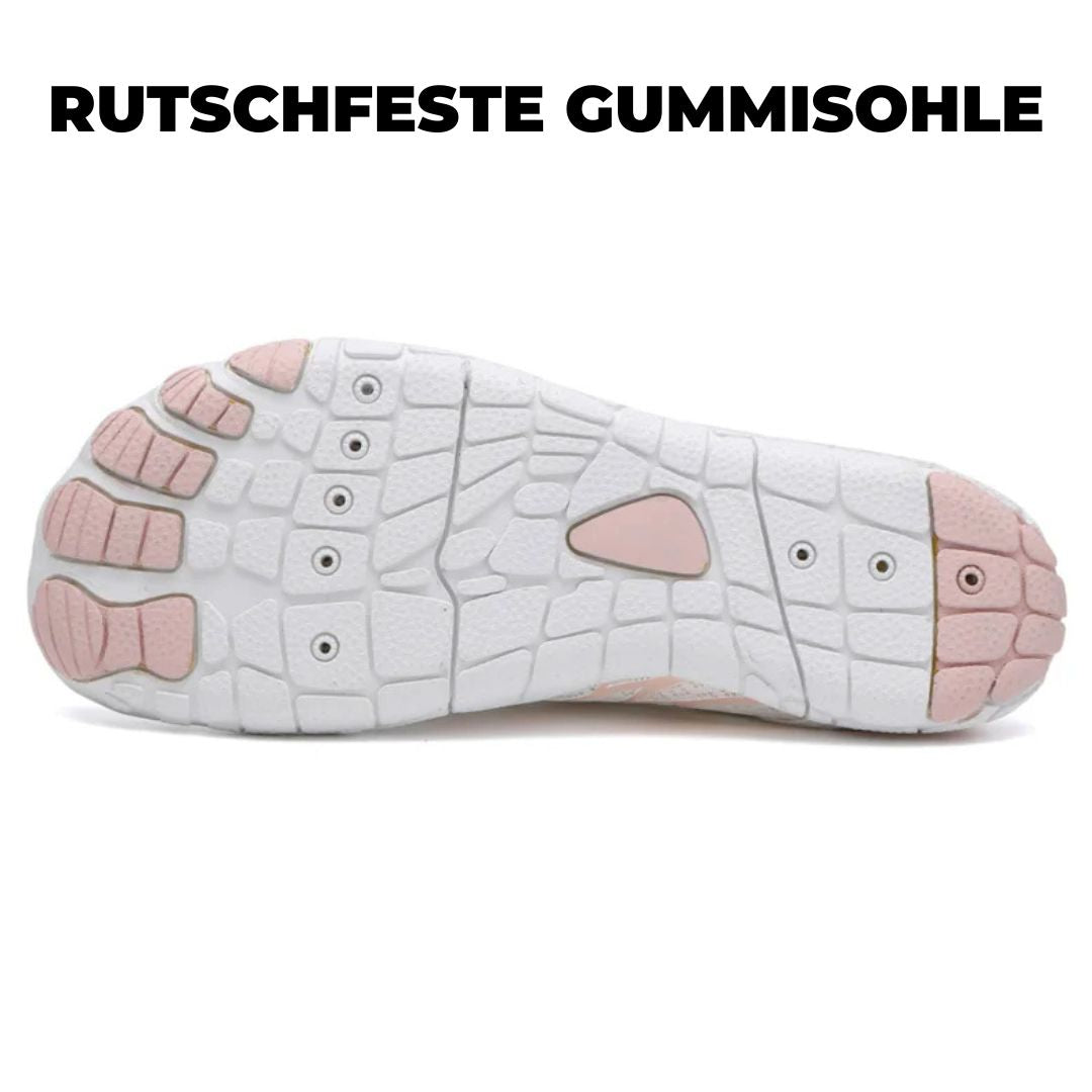 Rutschfeste Gummisohle, weiß-rosa, langlebig, ideal für Sportschuhe, hohe Traktion.