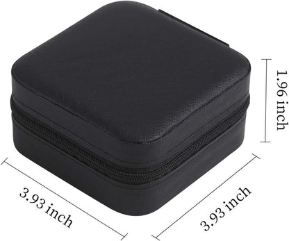 Schwarzes quadratisches Etui mit Reißverschluss, 3,93 x 3,93 x 1,96 Zoll, Aufbewahrungstasche.