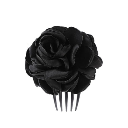 Schwarzer Rosen-Haarkamm, elegantes Accessoire, Blumen-Design, Hochzeit, Damenmode.