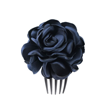 Schwarze Rosen-Haarklammer aus Stoff, elegantes Accessoire für Hochzeiten und Partys.