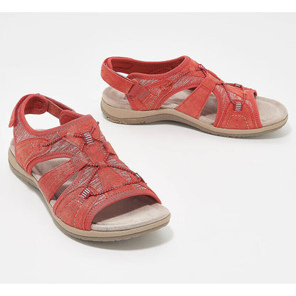 Rote Damen-Sandalen, bequem, Sommer, Klettverschluss, Outdoor, Freizeit, modisch.