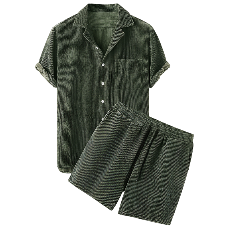 Set med velourshorts för herrar – stiligt och bekvämt för sommaren.