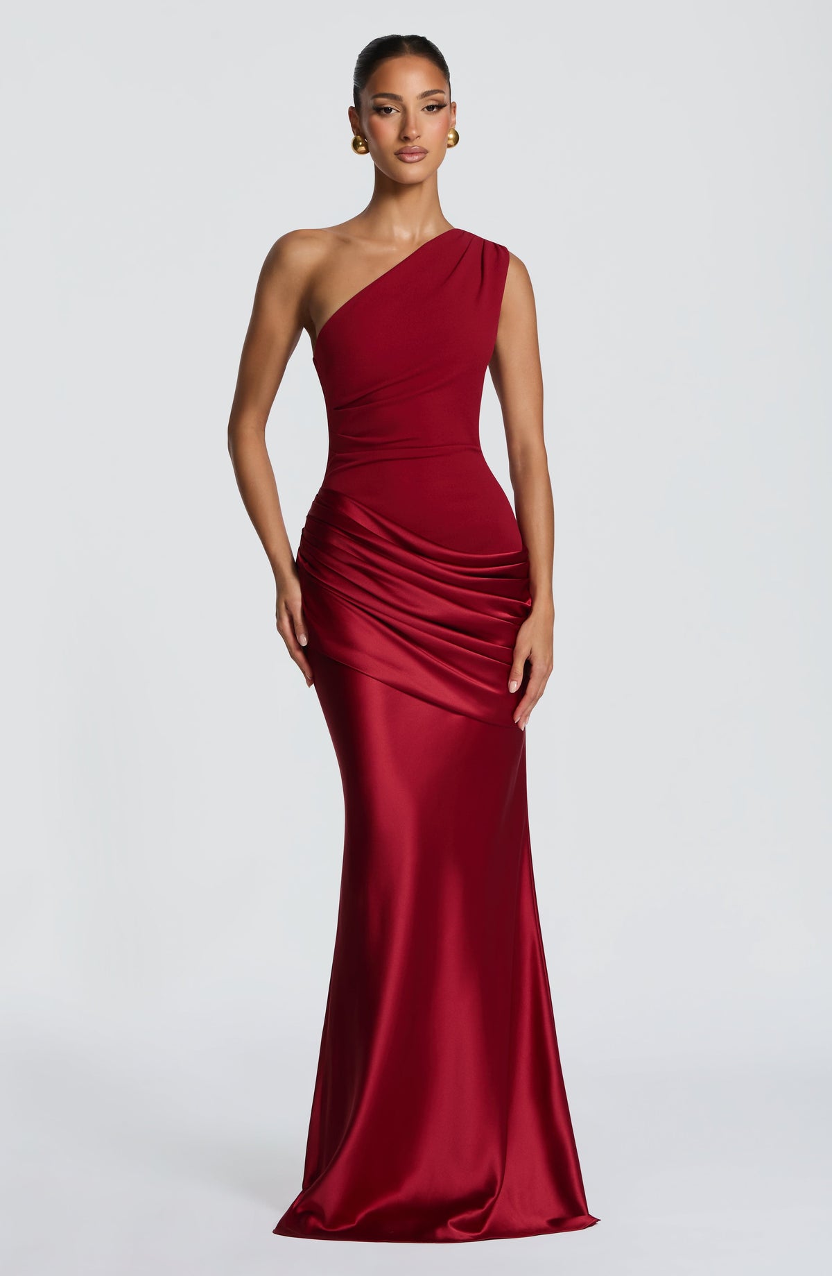 Abbey One-Shoulder Satin Maxi Dress 15