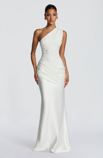 Abbey One-Shoulder Satin Maxi Dress 22