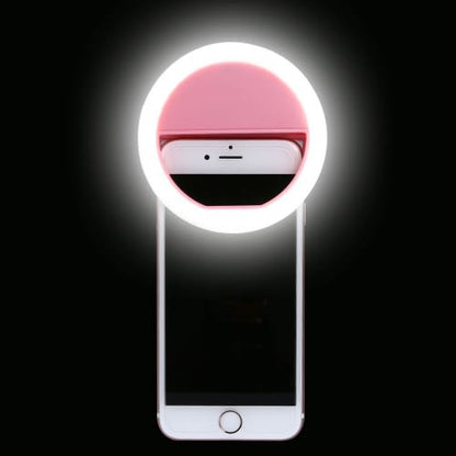 Rosa Selfie-Ringlicht für Smartphone, LED-Beleuchtung, tragbar, Fotografie-Zubehör.