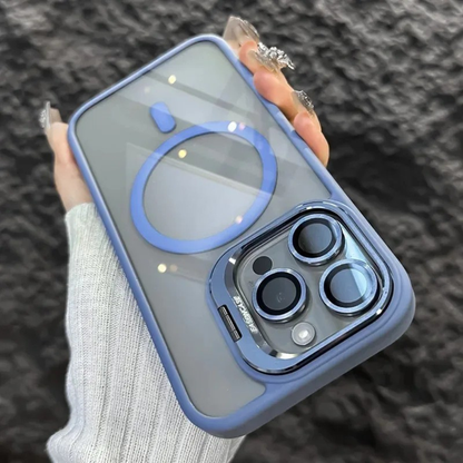 Stöttåligt magnetiskt mobilfodral med glasskydd och ställ