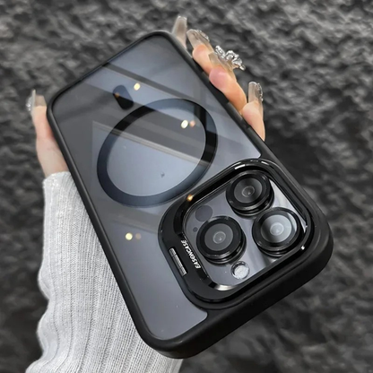 Stöttåligt magnetiskt mobilfodral med glasskydd och ställ