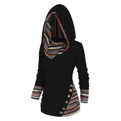 Höstlig damhoodie med tribal-mönster - Tavira