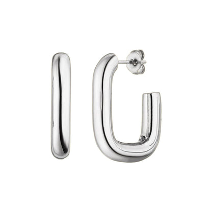Silberne Creolen Ohrringe, glänzend, modisch, Schmuck für Damen, elegantes Design.