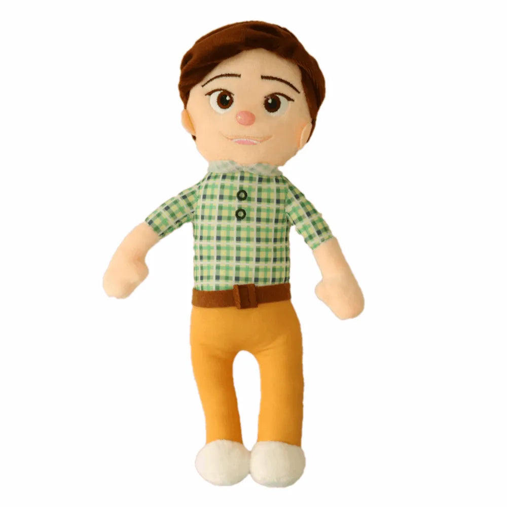 Plüschpuppe Vater, kariertes Hemd, gelbe Hose, weiches Spielzeug, Kinder, Geschenkidee